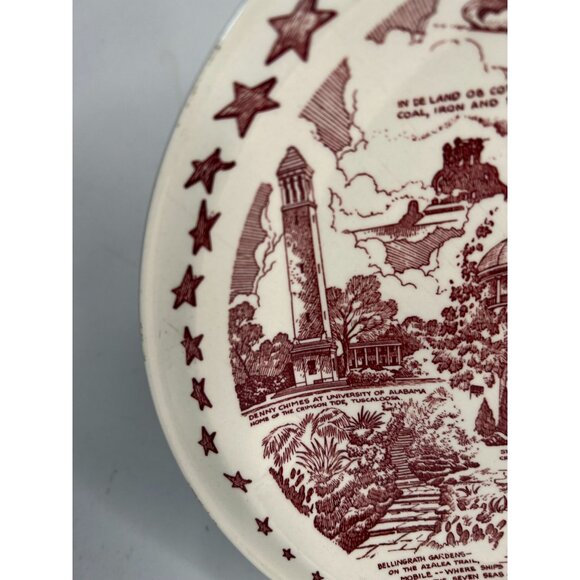 Vintage Vernon Kilns Alabama Souvenir Plate - Picture 2 of 16